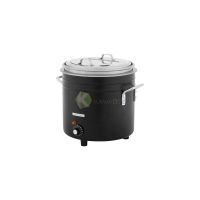 Stainless Steel Electric Soup Kettle With Handles And Half-open Lid – 10.4 LT From PIOKIT - Black
