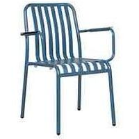 Metal Slatted Chair with 2 Armrests - Blue Color From PIOKIT