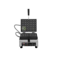 Stainless Steel Electric Single Waffle Maker With 2 Rectangular Sections - 90 degree From KRAMPOUZ