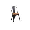 Stackable Dinning Chair With Steel Frame & Wooden Seat – 86CM From PIOKIT – Black Frame & Light Walnut Seat