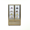 Stainless Steel Standing Desserts Showcase With Rotary Glass Shelves & 2 Glass Door - 124 CM From PIOKIT - Gold