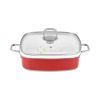 Square Tri-Ply Buffet Serving Pan 5L Stainless Steel - Red - from Piokit