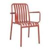 Metal Slatted Chair with 2 Armrests - Red Color From PIOKIT