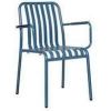 Metal Slatted Chair with 2 Armrests - Blue Color From PIOKIT