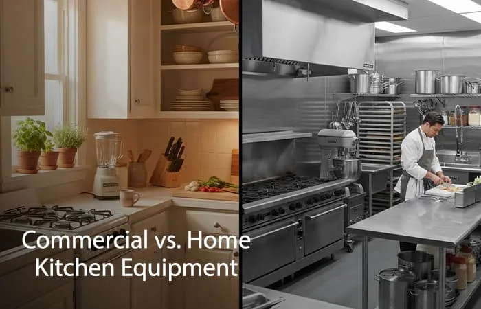 Commercial kitchen equipment compared with home kitchen appliances