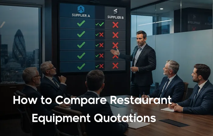 Comparing restaurant equipment quotations for commercial kitchens